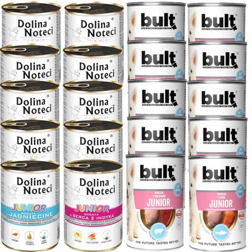 Zestaw dla szczeniąt 20szt: 10x Bult 400g 10x Dolina Noteci 400g