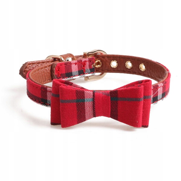 

Obroża z kokardą dla psa kratka Xs