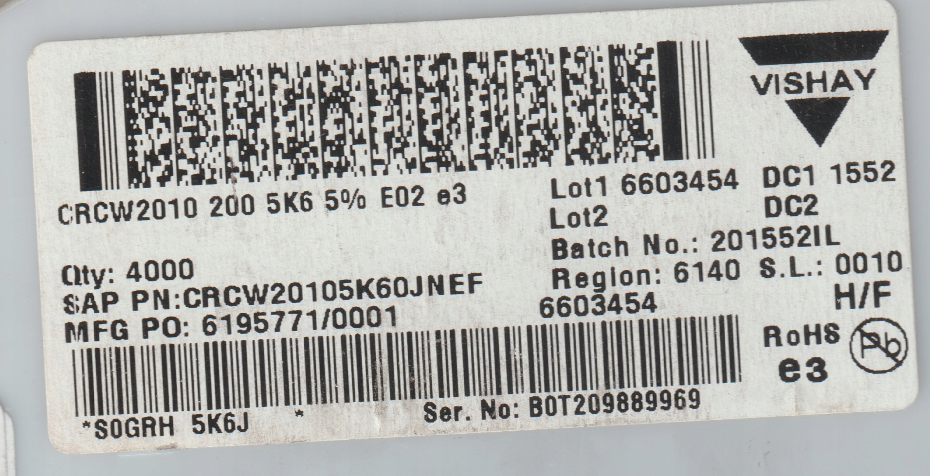 [20szt] 5K6 5% 200ppm 0.75W rezystor Smd 2010 CRCW2010 Vishay