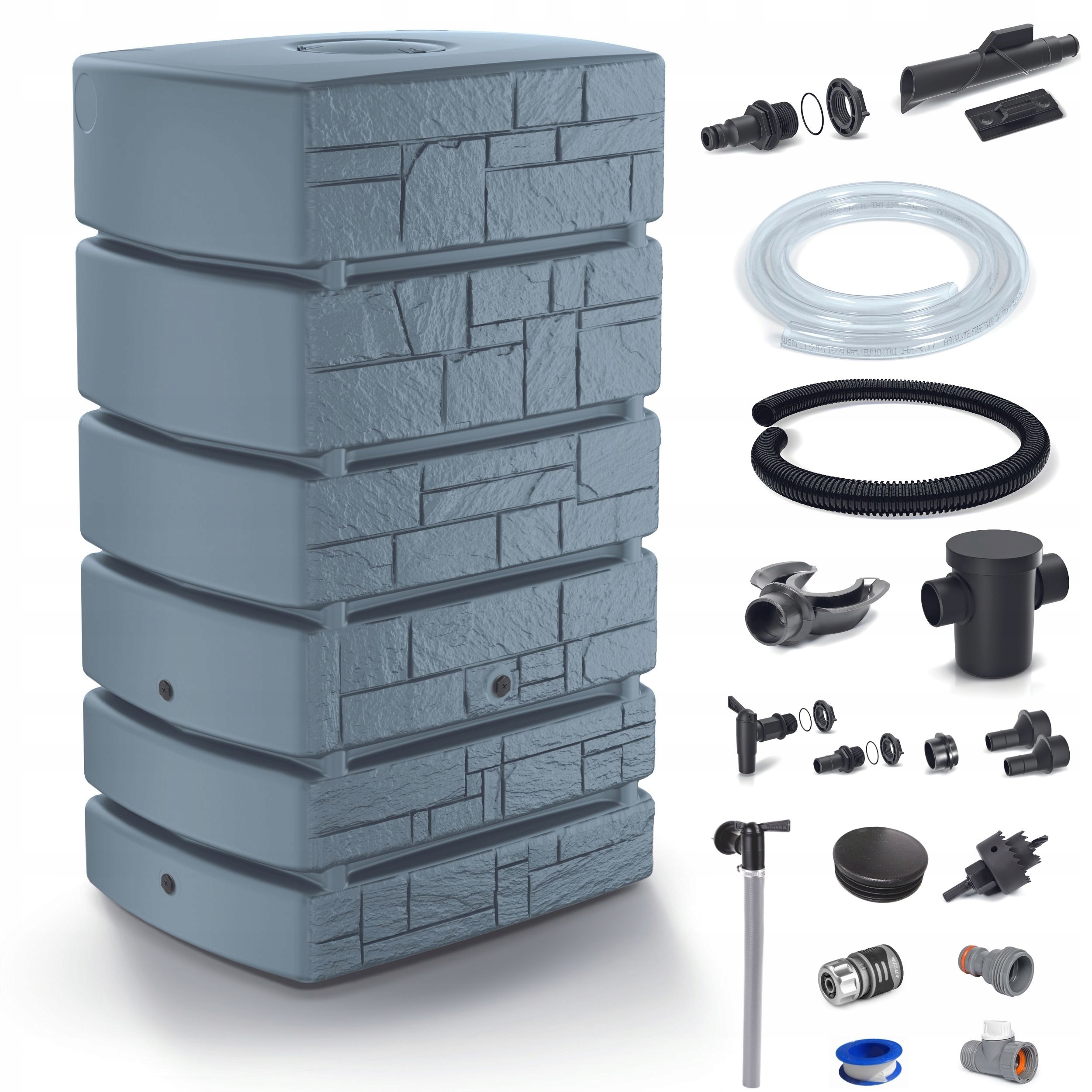 

Zbiornik na deszczówkę Tower Stone 500l, przyłącza