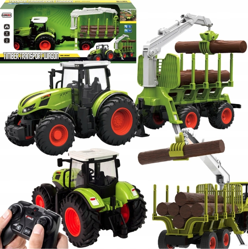 TRAKTOR ZDALNIE STEROWANY Z PRZYCZEPĄ Z DREWNEM BALE GUMOWE KOŁA ZABAWKA RC Rodzaj pojazdu traktor