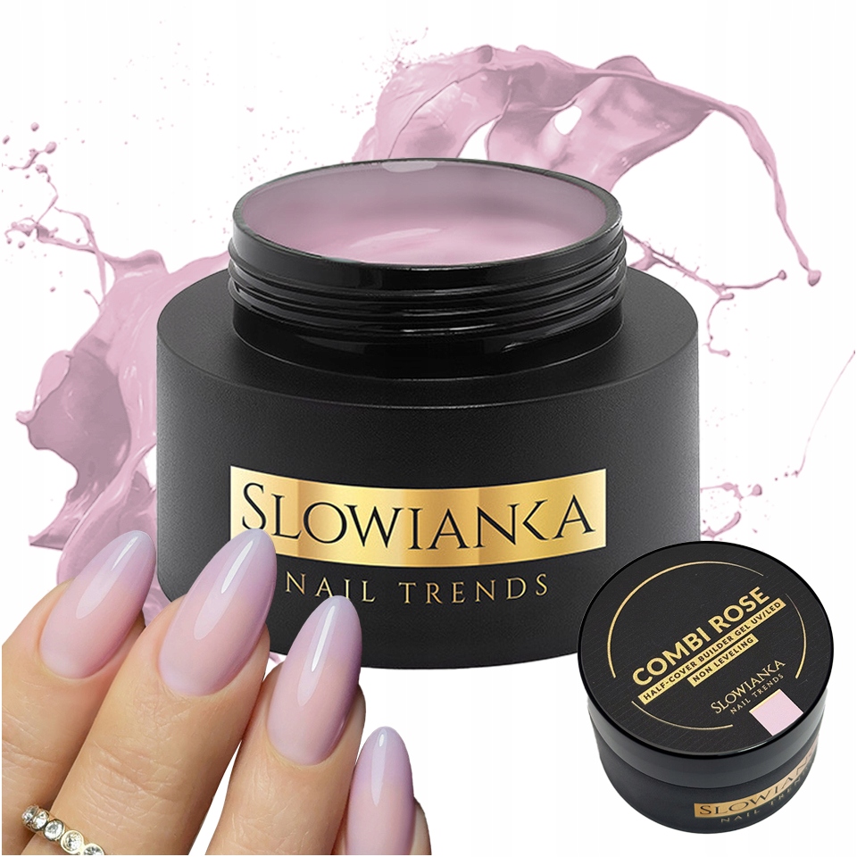 Slowianka Stavební Gel na nehty Non-Leveling 50 g Combi Rose Half-Cover