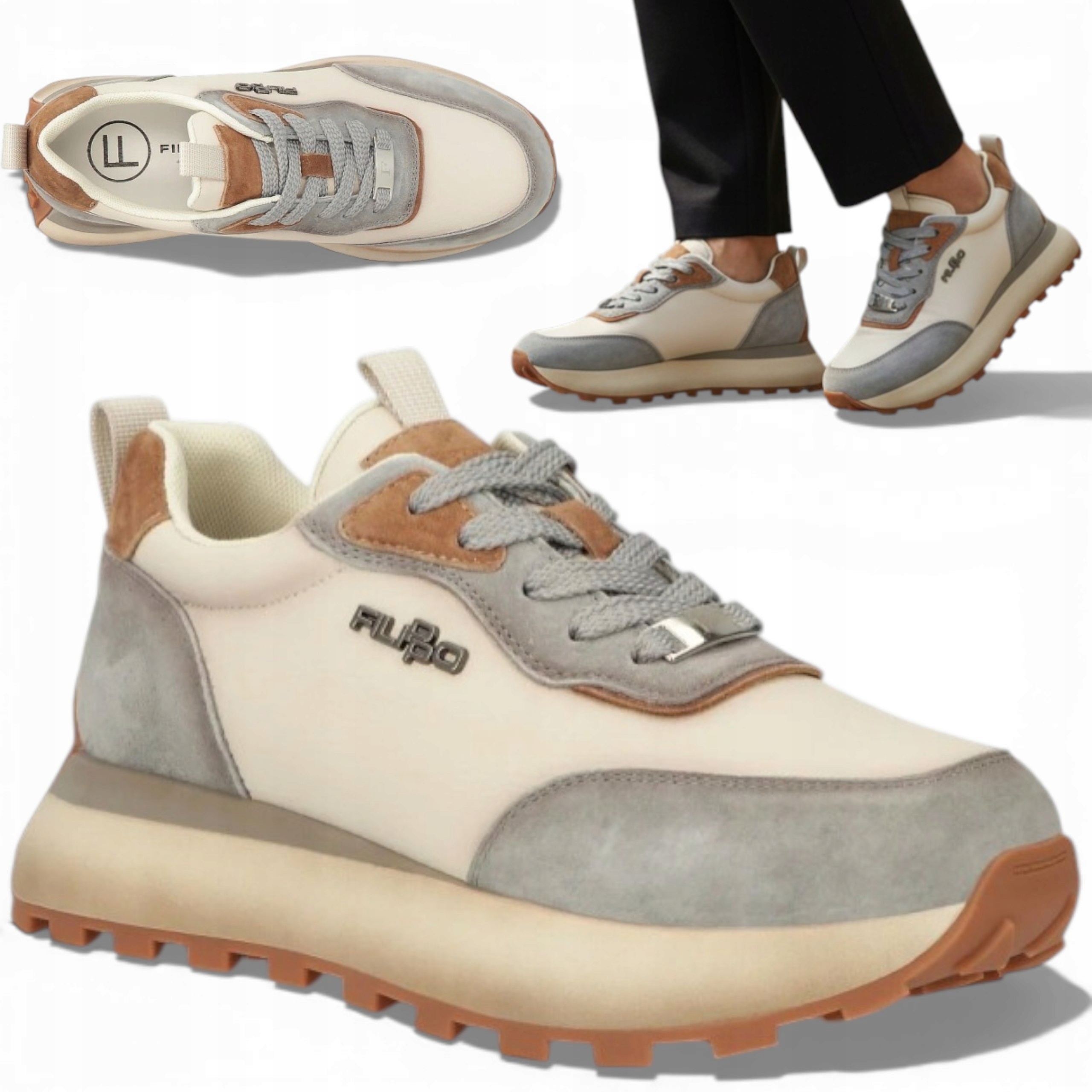 Dámské kožené tenisky 37 Filippo Pohodlné polobotky na platformě s vázáním