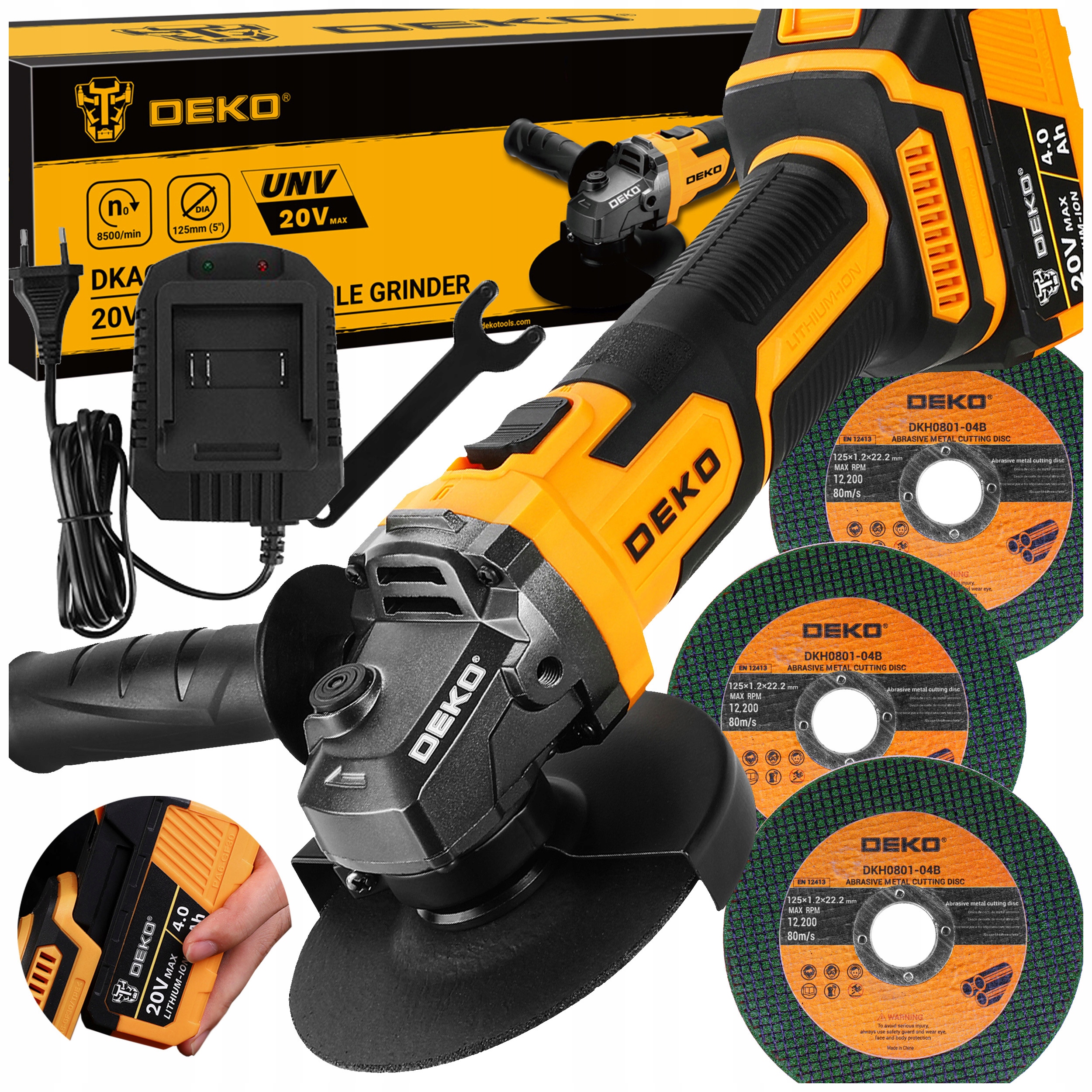 Szlifierka Kątowa Akumulatorowa Kątówka Akumulator 4.0Ah Diax Zestaw Deko