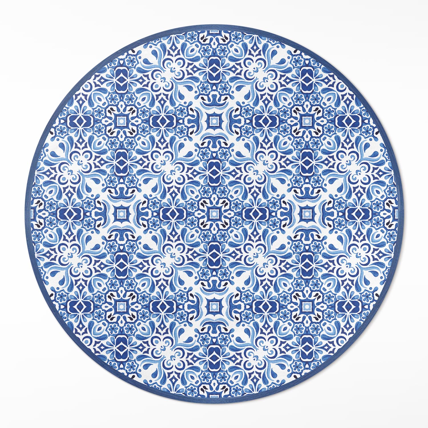 Okrúhly vinylový koberec s grafikou Portugalské ornamentálne dlaždice ⌀ 110 cm