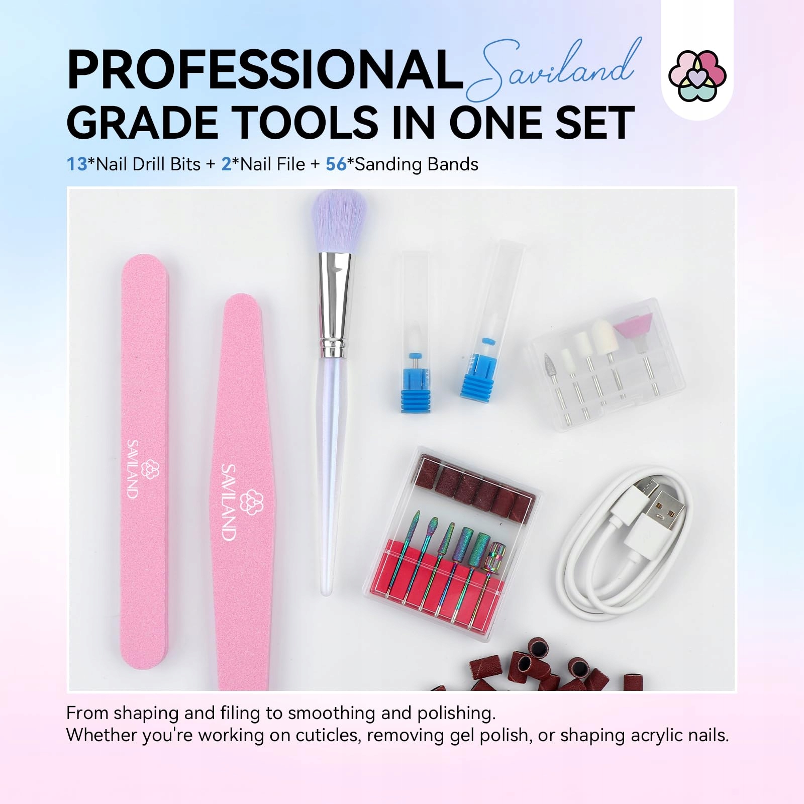 SAVILAND Elektryczna Frezarka Do Paznokci 40000RPM Manicure Pedicure Domowy — miniatura 7