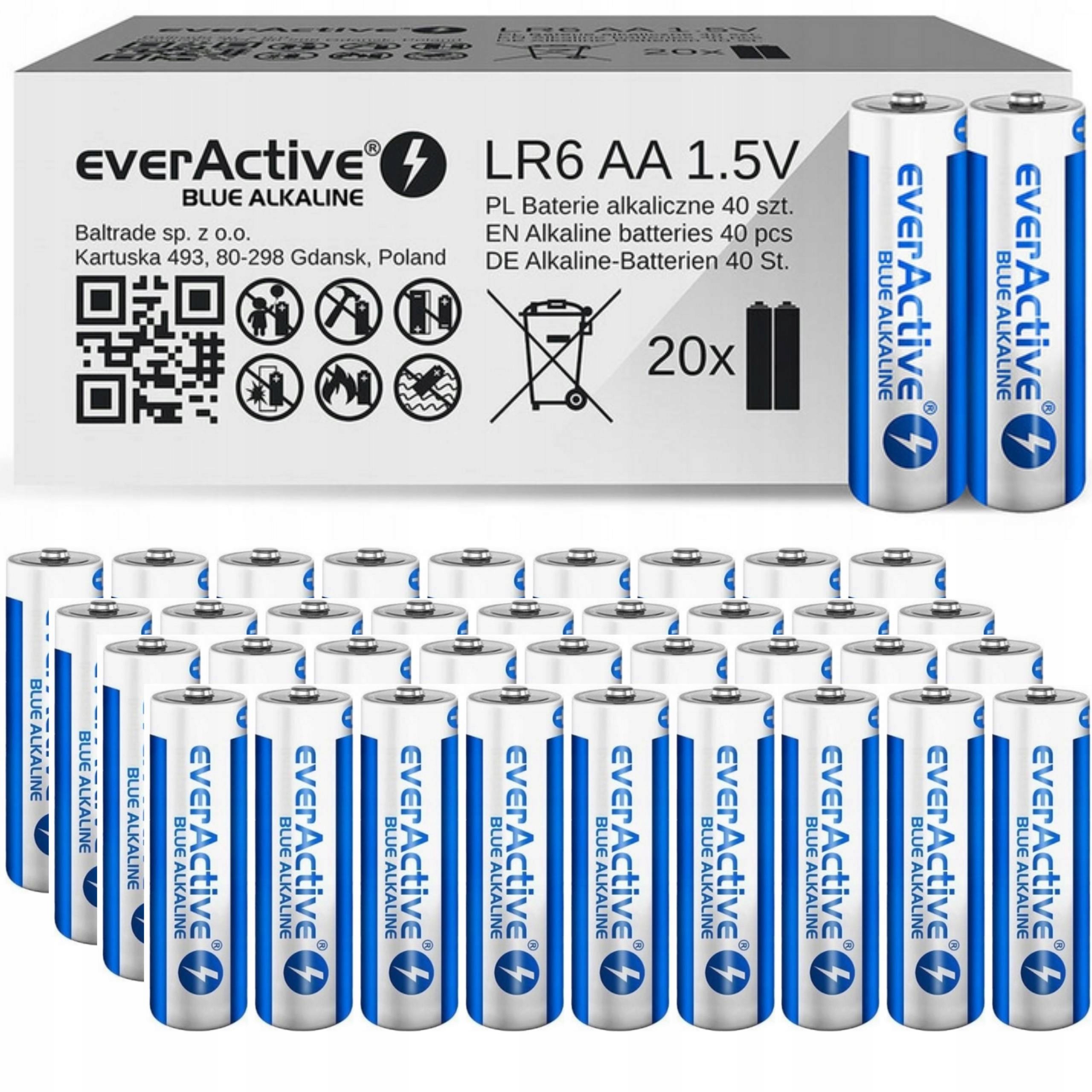 

Baterie Alkaliczne everActive LR6 R6 Aa x 40szt