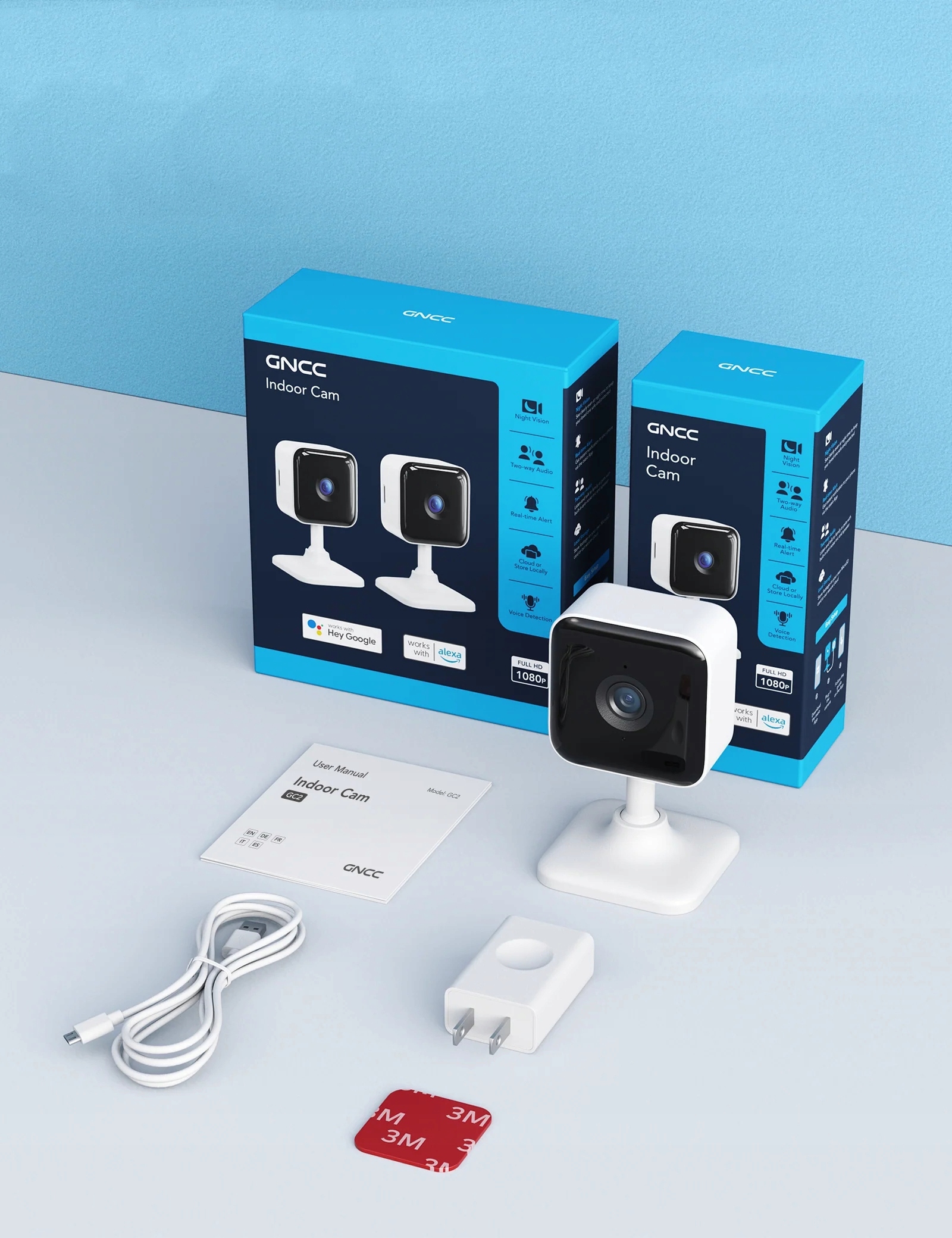 GNCC Kamera Wewnętrzna 1080P Nocna Wizja Alarm Ruchu Dźwięku Alexa — miniatura 10