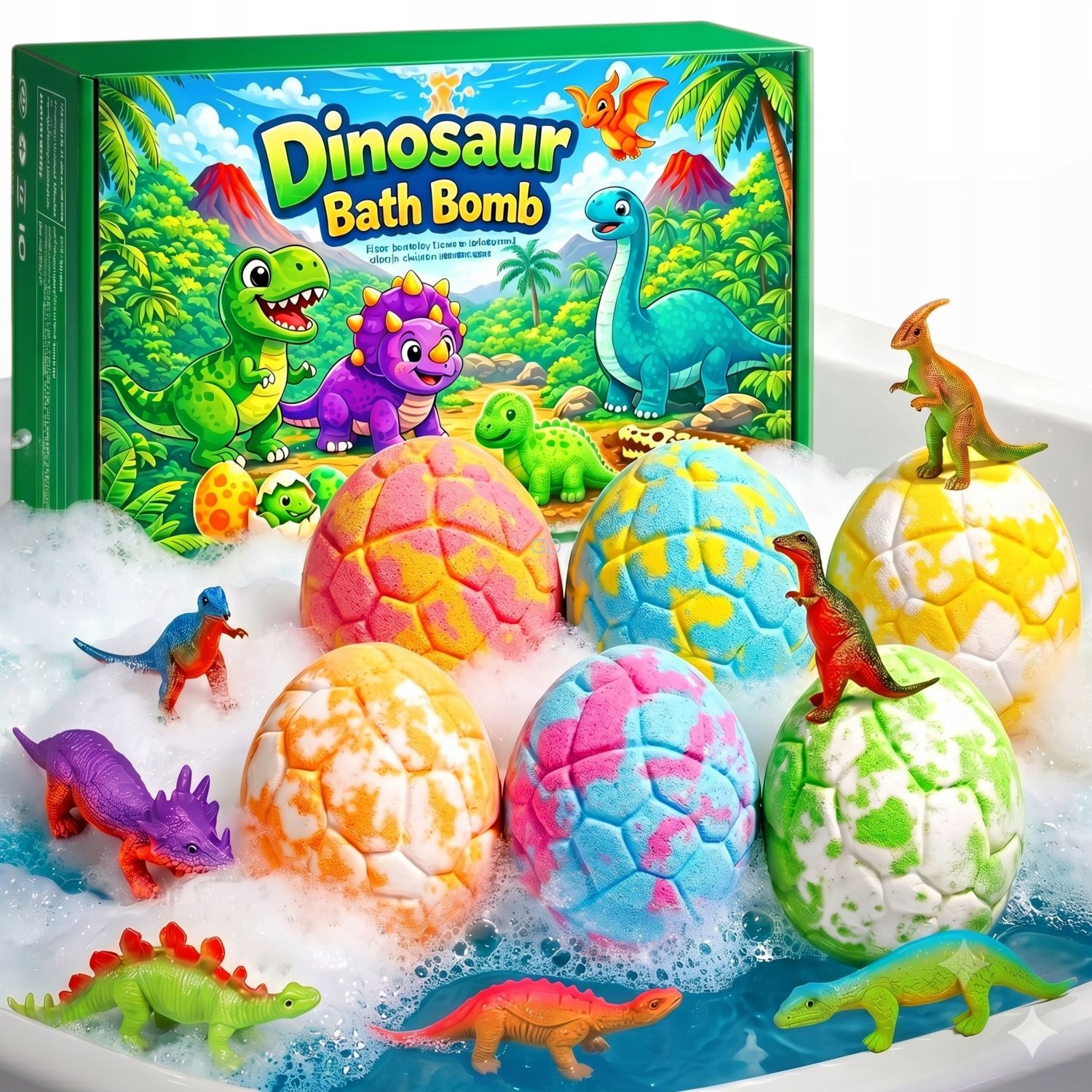Sada 12 x Koupelová koule do koupele vajíčko s figurkou dinosaura dárek pro děti