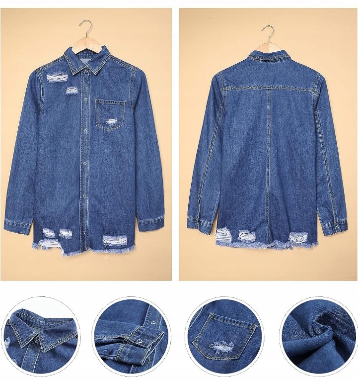 Damska koszula jeansowa, długi rękaw, rozmiar M Rozmiar M