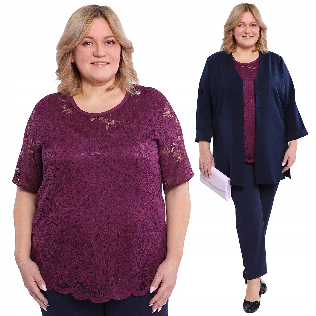 Fialová halenka z květinové krajky 56/58