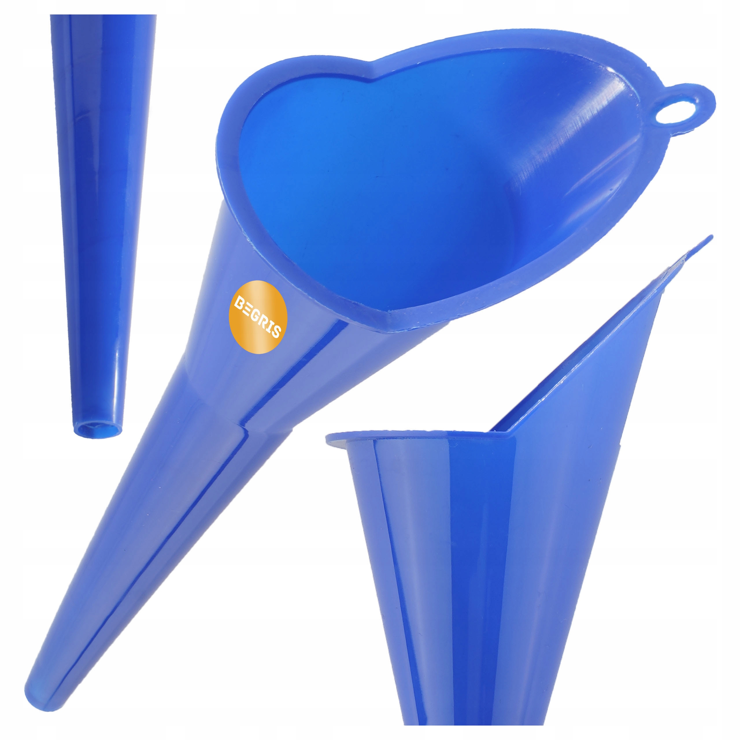 Lejek Begris 29 cm plastikowy niebieski do paliwa i cieczy