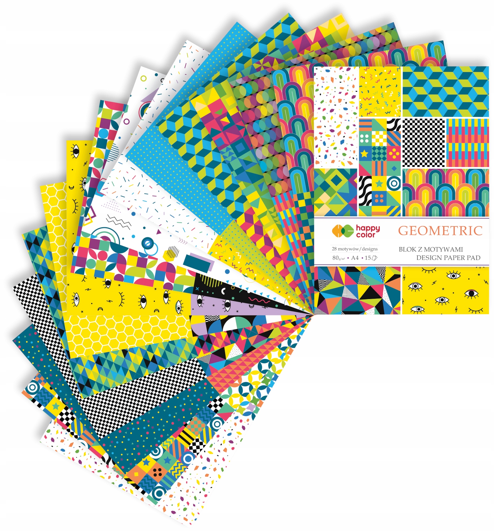 Happy Color BLOK Z MOTYWAMI Geometric A4 80g 15 kartek Marka Happy Color