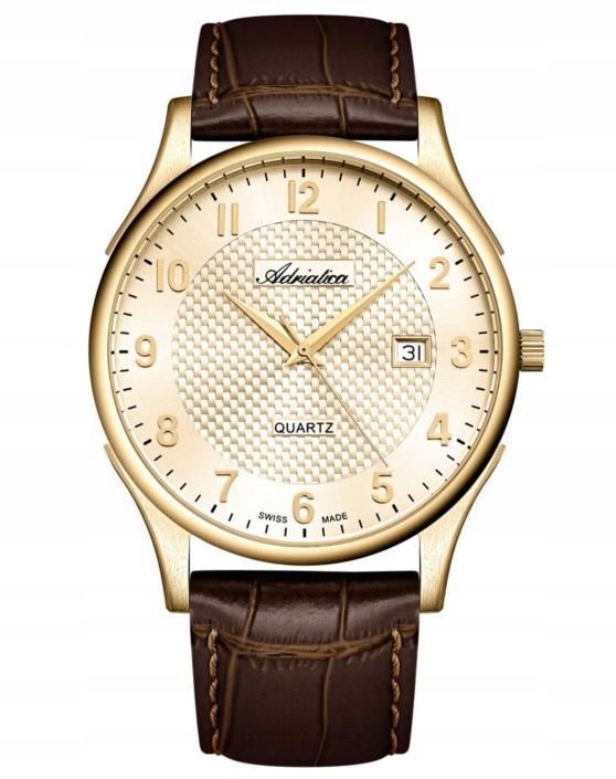 Nové Originální Pánské Hodinky Adriatica A1246.1221Q zlaté na řemínku