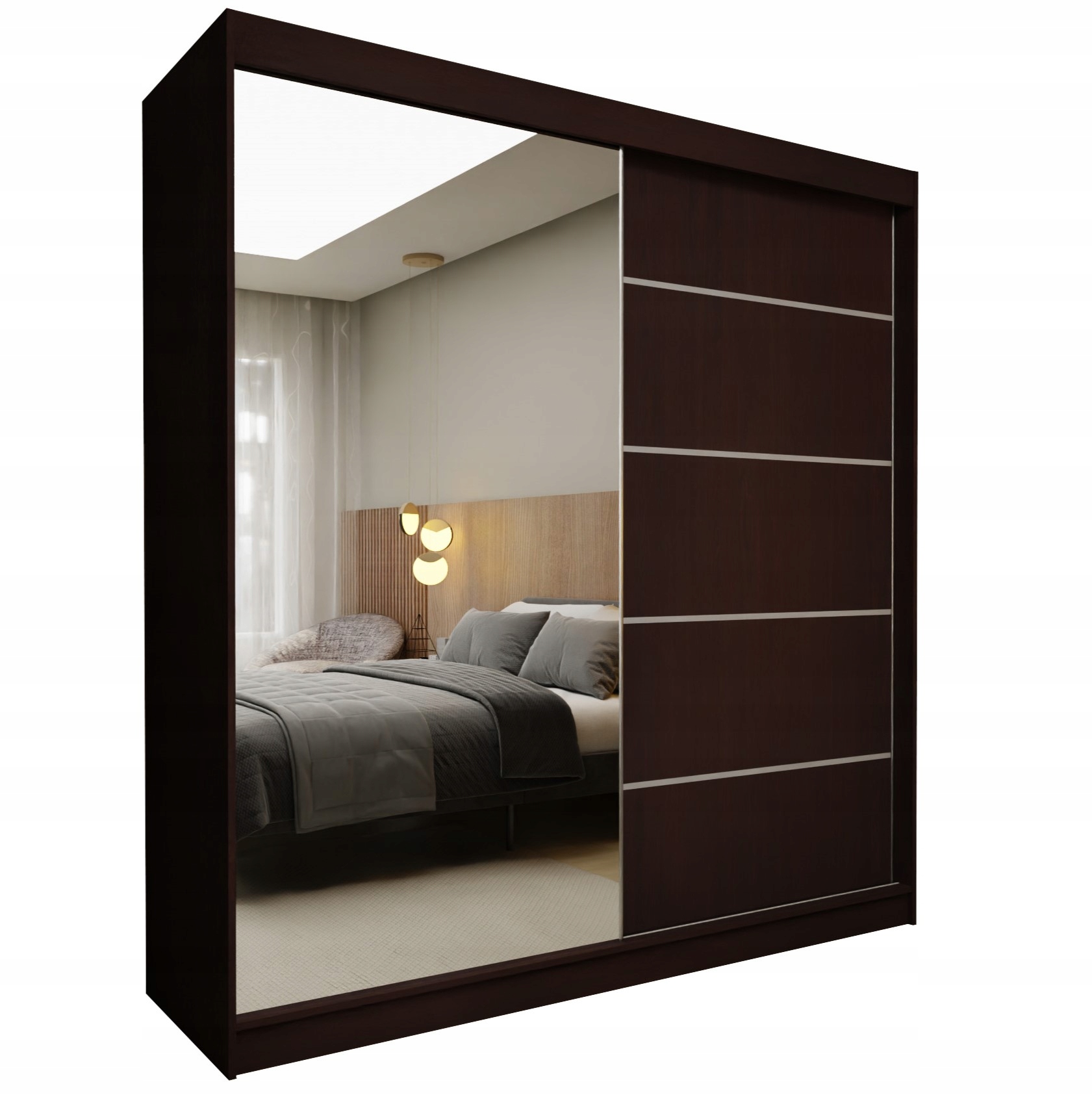 Skříň Mirella 200 cm se zrcadlem Skříň Dvoudveřová Wenge