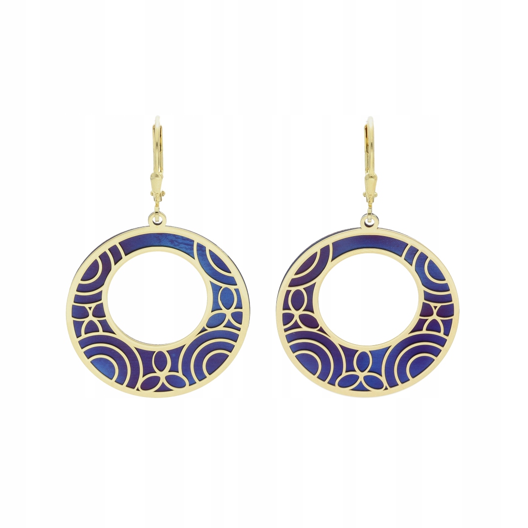 Náušnice kulaté, titanové, stříbro, pozlacené