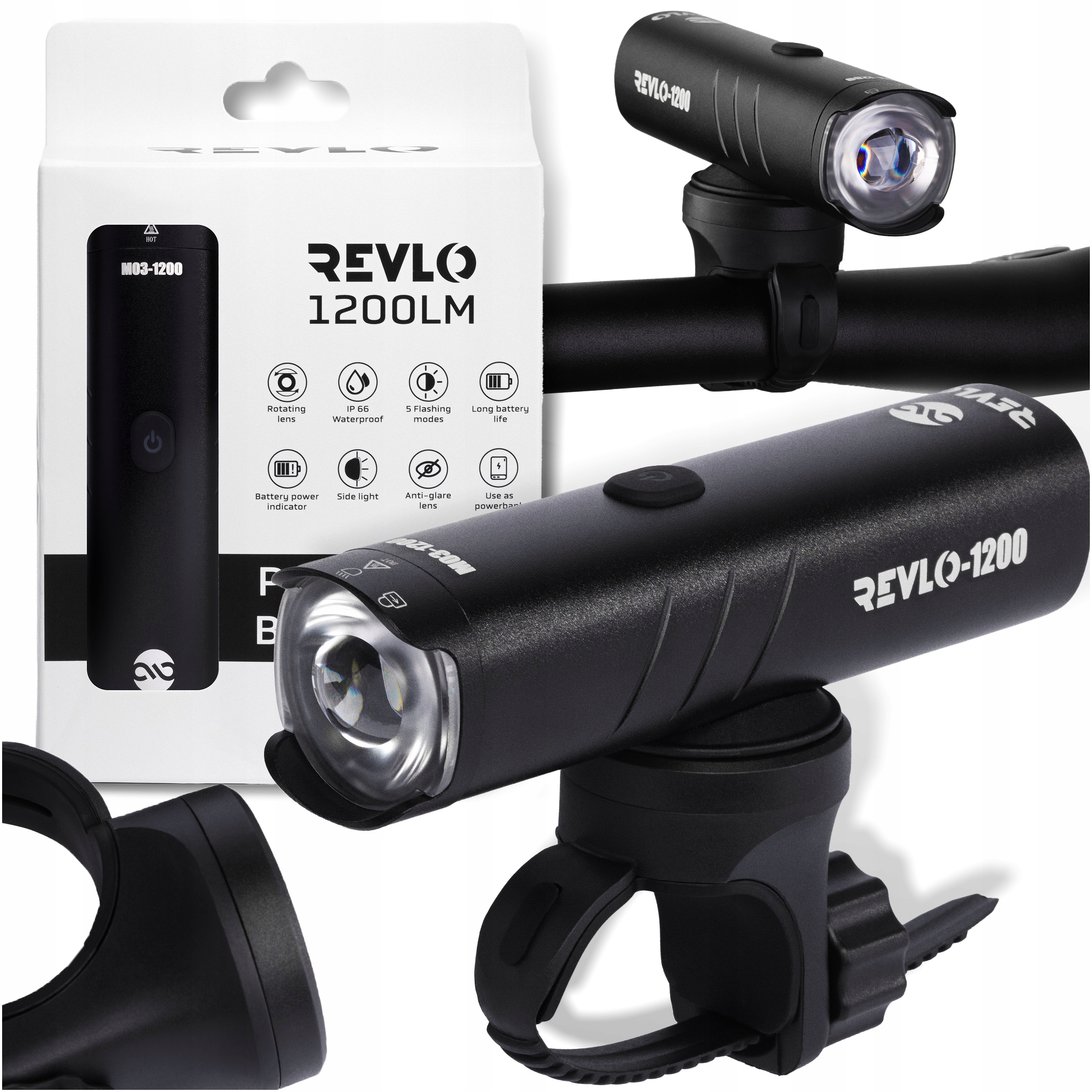 Lampka Rowerowa Przednia Na Rower Led Akumulatorowa Wodoodporna IP66 1200LM