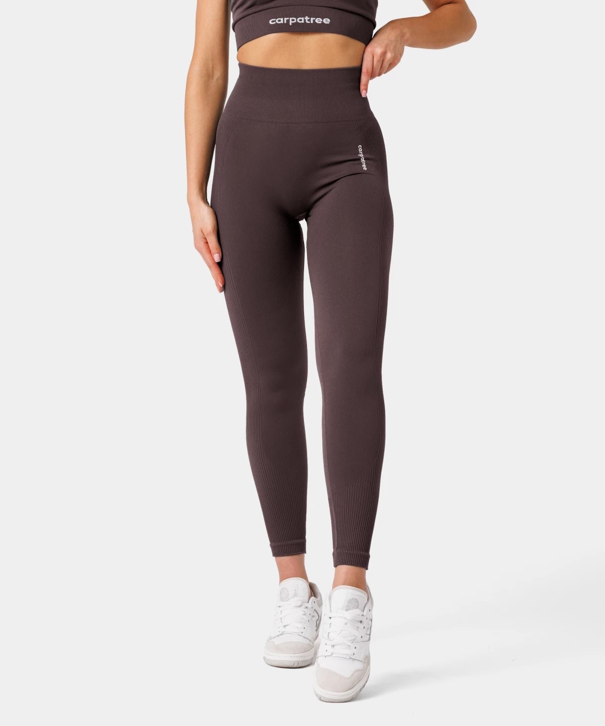 Carpatree Legginsy Bezszwowe Wysoki Stan Allure Berry Brown r. S