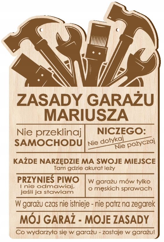 

Zasady Garażu Imię tabliczka urodziny