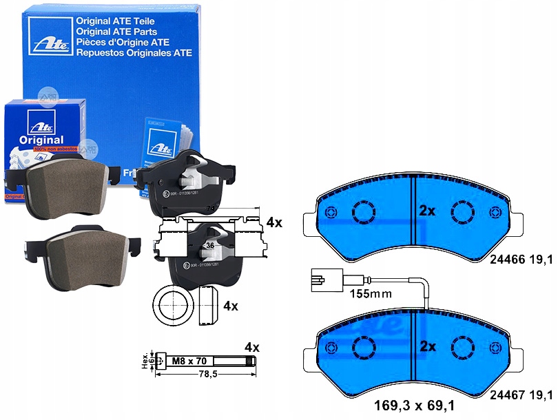 Brzdové Destičky Fiat Přední Ducato 06- Zatížení 1600KG