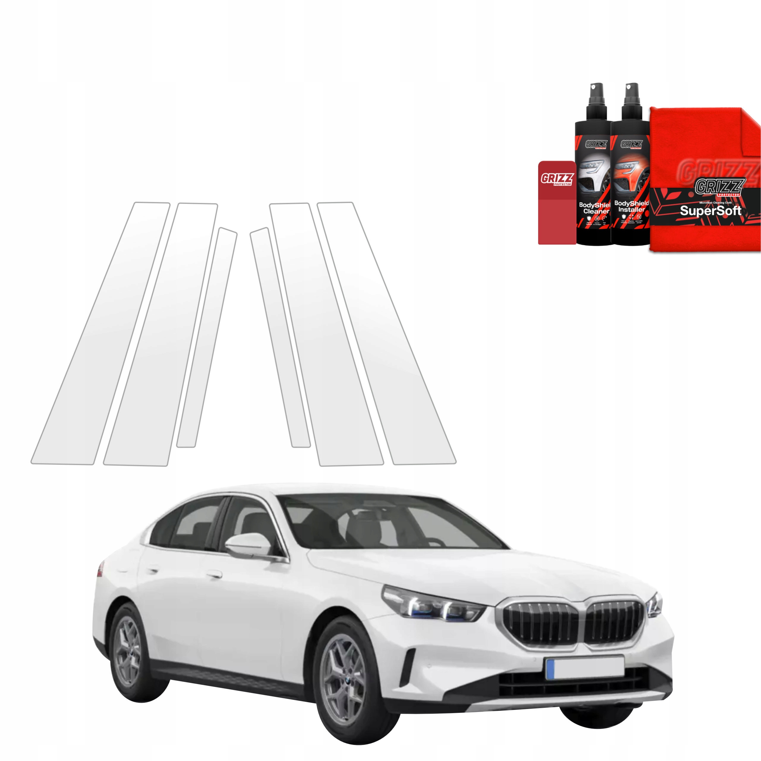 6v1 Fólie Ppf dýha na sloupky pro Bmw 5 Sedan G60 520i (2024-2025)