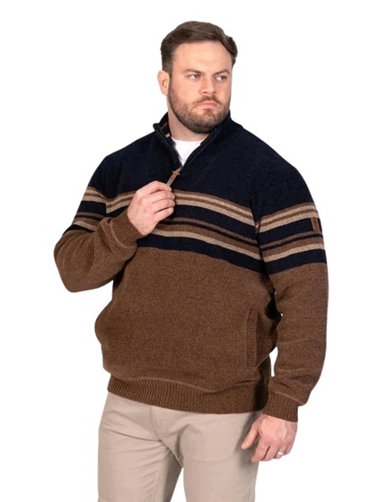 Pánský svetr Elegantní zip 1/4 HEATH-D555 Velké velikosti [Velikost 3XL]