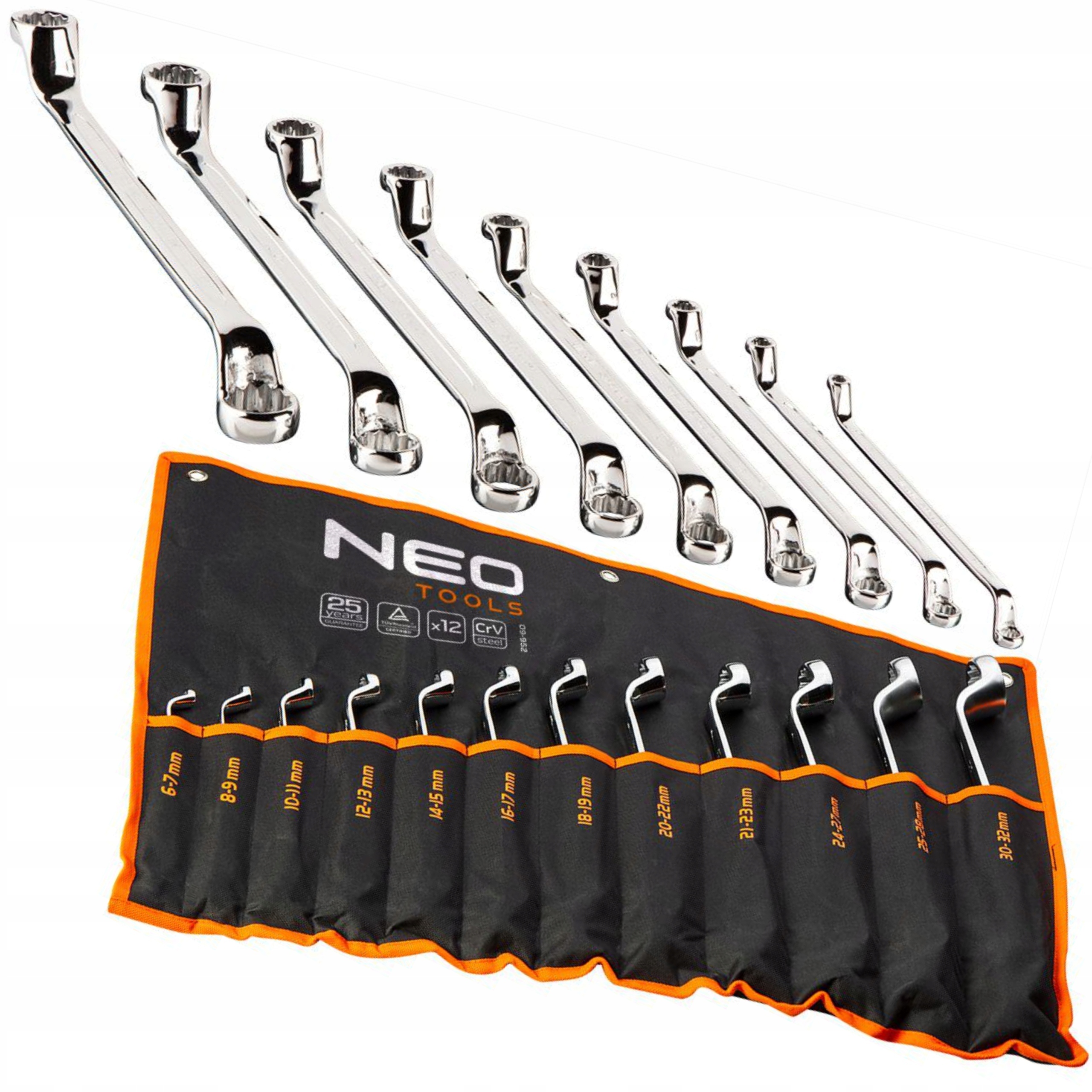 Neo Sada Očkových Kľúčov Ohnuté 6-32MM 12ks Plachta 09-952 Ohnuté