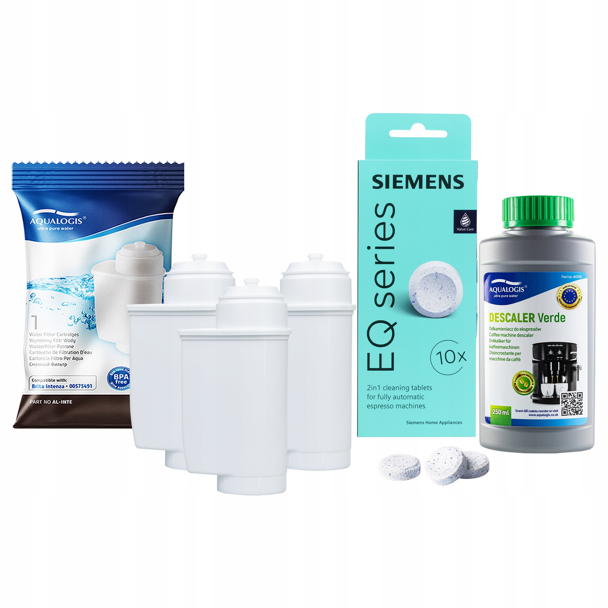 3x filtr vody AL-Inte pro kávovar Siemens odvápňovač 250 ml tablety