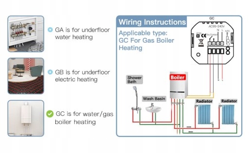 LED Termostat Zigbee TUYA Podgrzewacz gazu/wody GC Marka Arhatreya