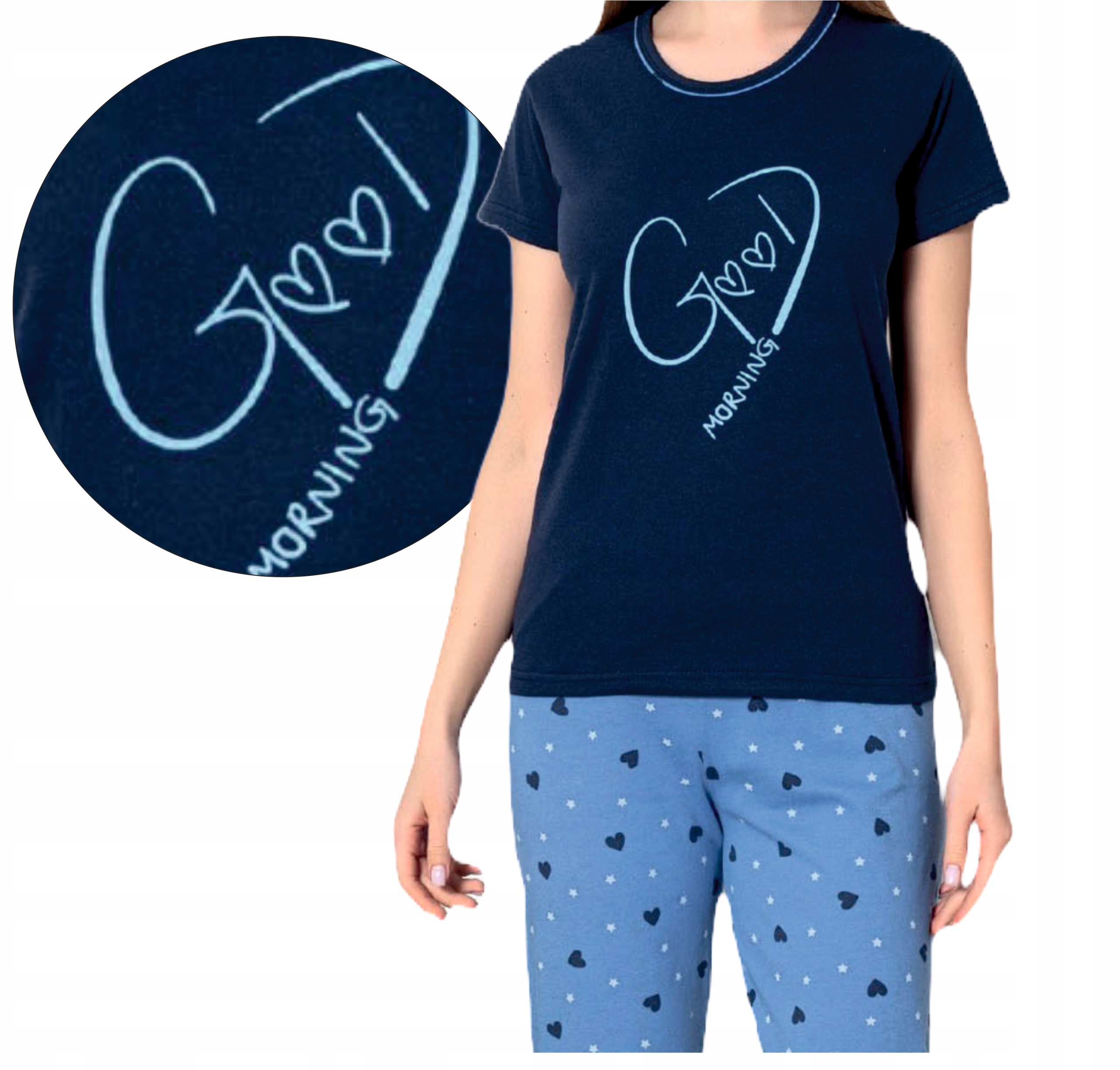 PIŻAMA DAMSKA 3/4 SPODNIE KRÓTKI RĘKAW XL