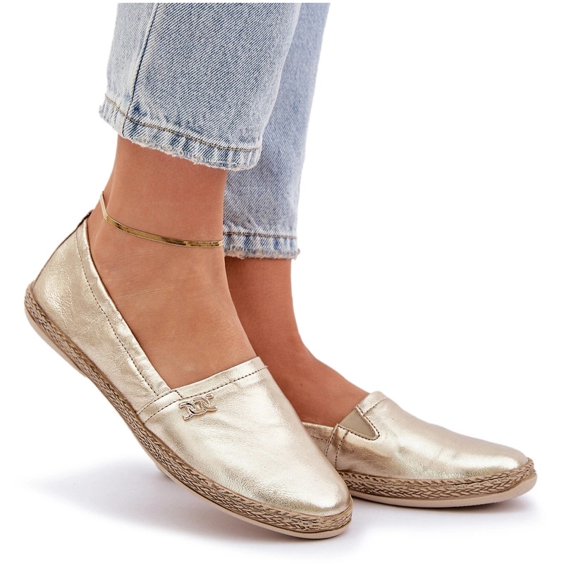 Elegantní Dámské Kožené Espadrilky Zazoo 10177 Zlaté 37