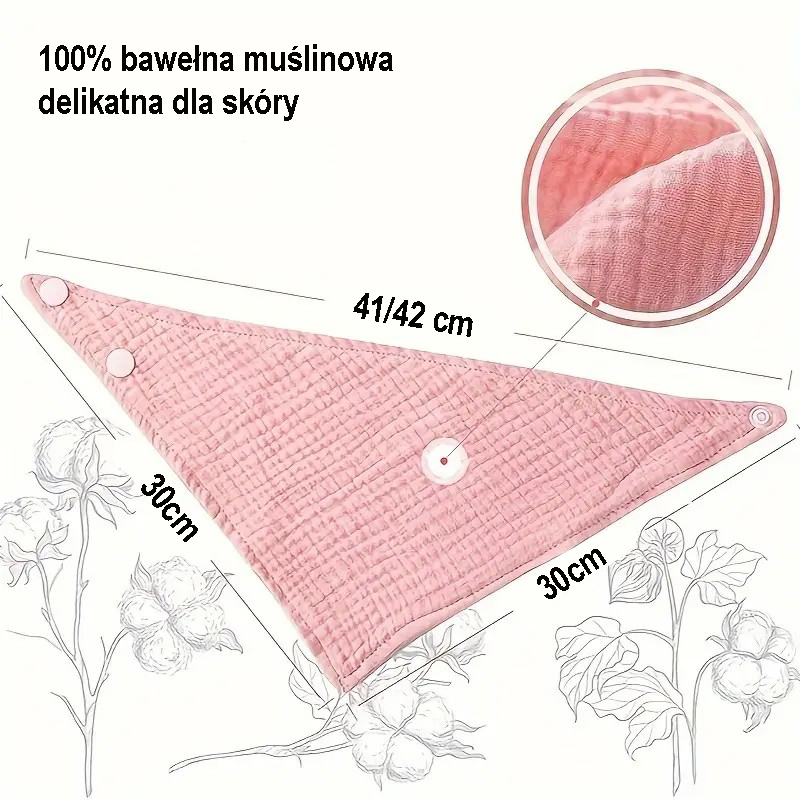 APASZKA MUŚLINOWA DLA DZIECI ŚLINIAK DLA NIEMOWLĄT CHUSTKA REGULOWANA Wiek dziecka 6 m +