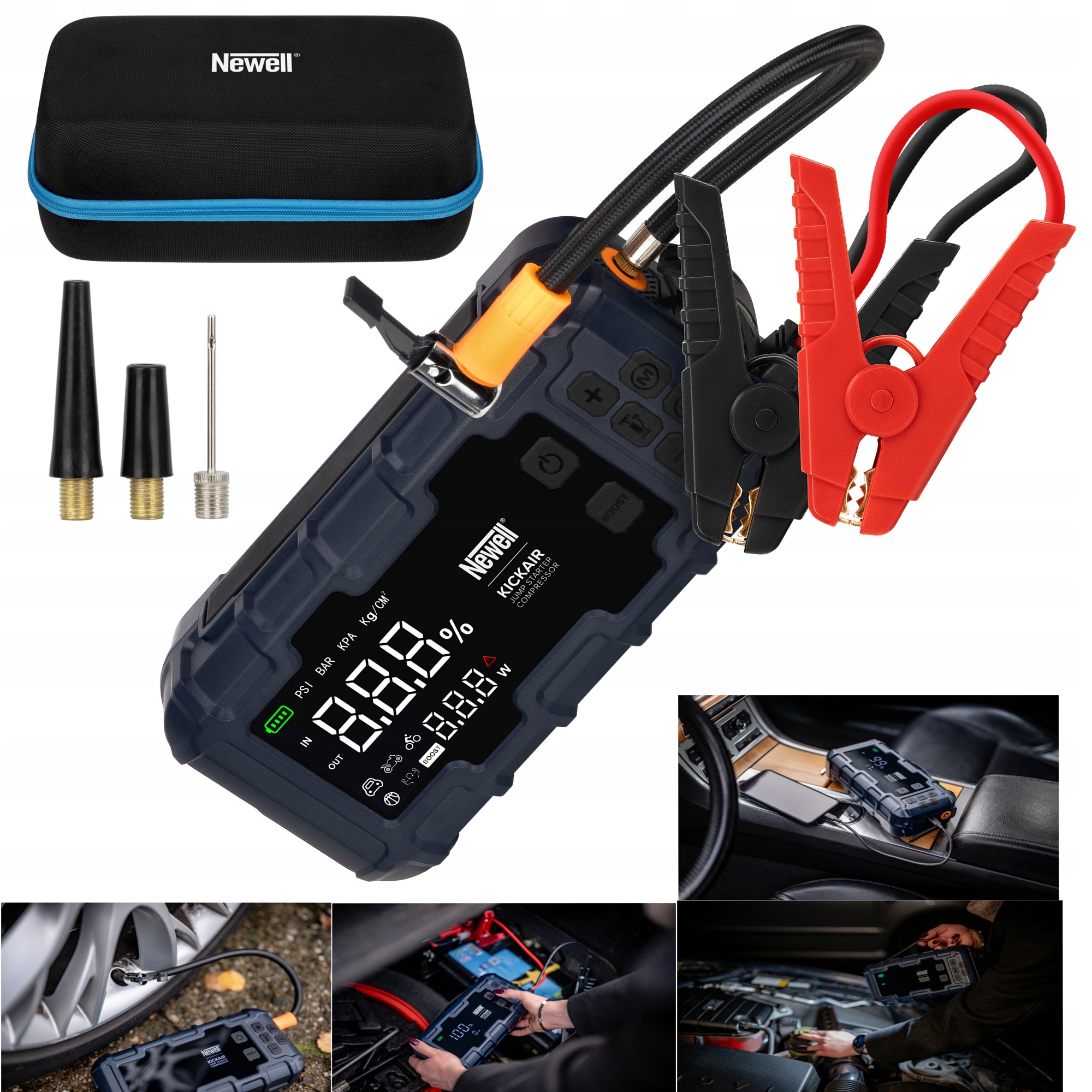 Štartovacie zariadenie s kompresorom KickAir 20 000 mAh Baterka Powerbank 12V