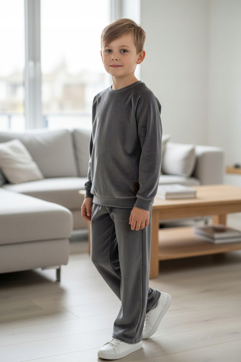 Dres welurowy klasyczny 146 welur szary