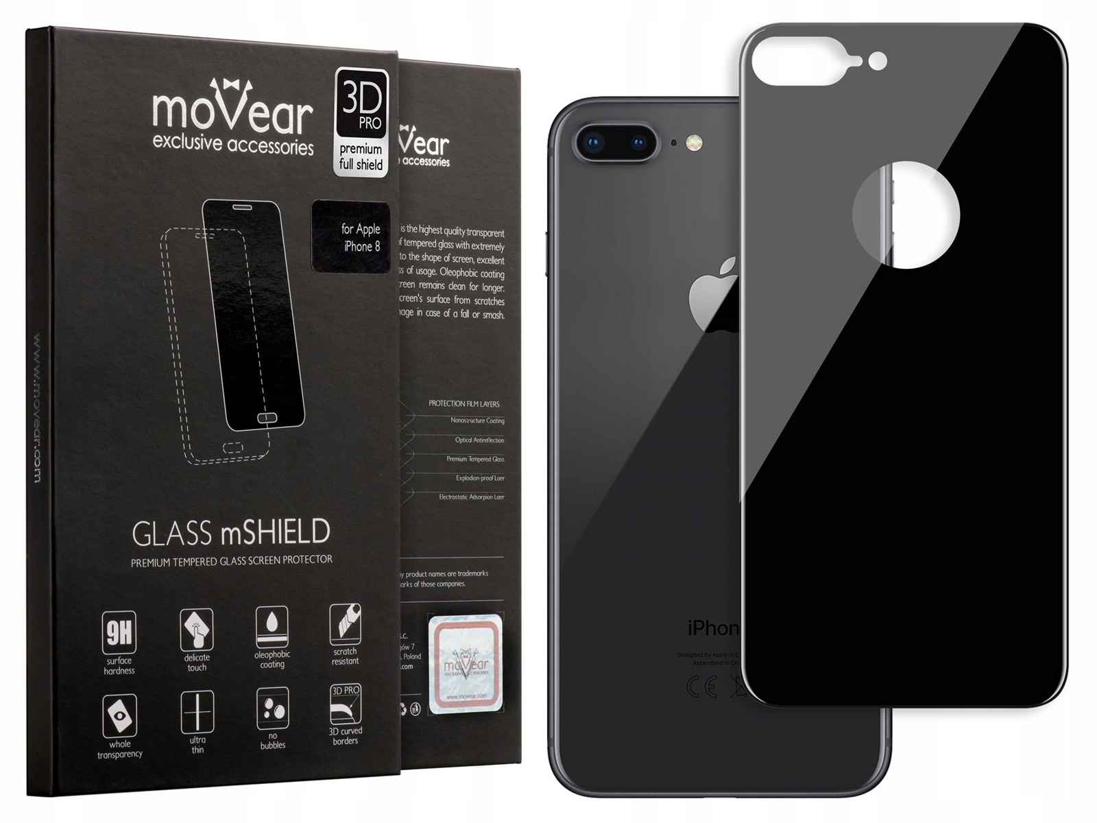 

Szkło Hartowane 3D na Tył iPhone 8 Plus Movear