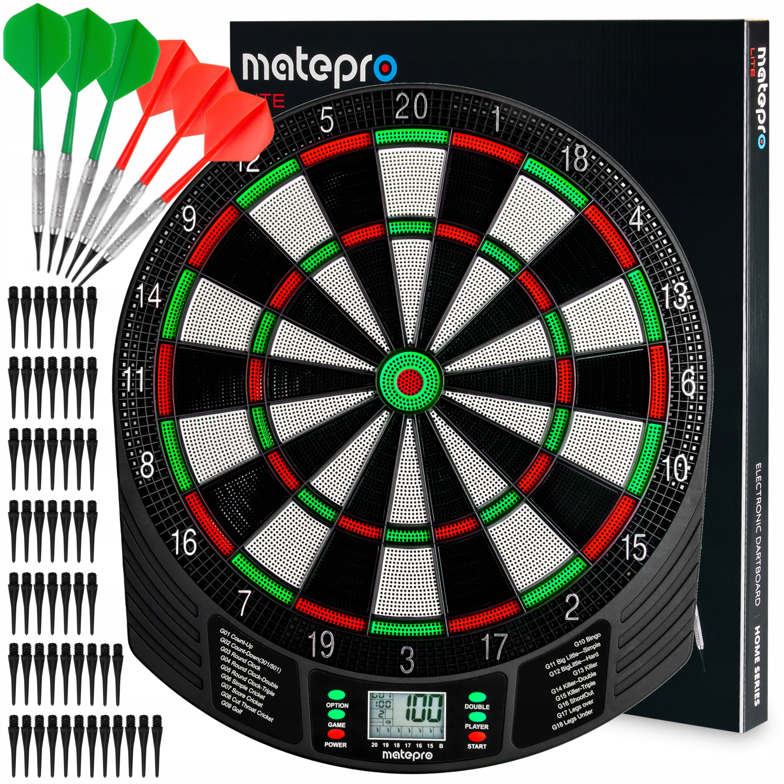 Elektronický terč na šipky s šipkami Matepro soft tips