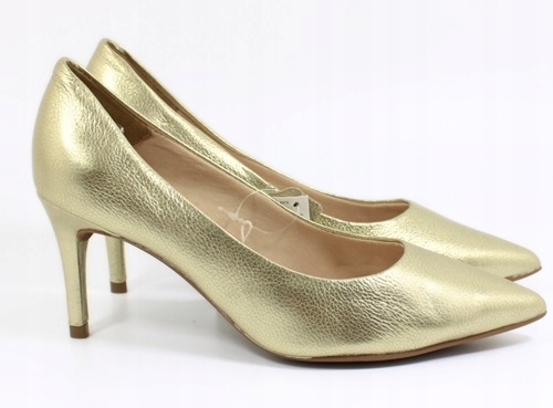 Zlaté kožené lodičky s špičkou ve špici Bottero 353701 r36