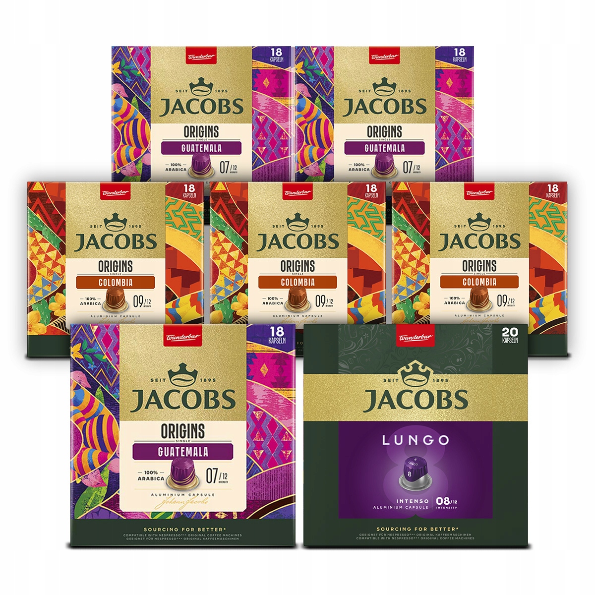 Kapsułki Jacobs mix Lungo Origins 6+1 opakowanie Gratis!