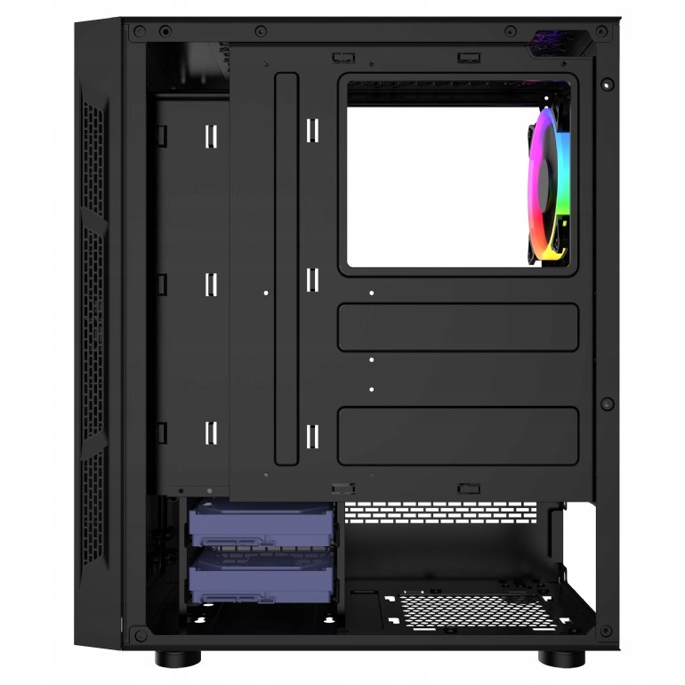 CZARNA OBUDOWA GAMINGOWA KOLOROWE PODŚWIETLENIE WENTYLATOR RGB OKNO ATX Standard płyty głównej ATX microATX Mini-ITX