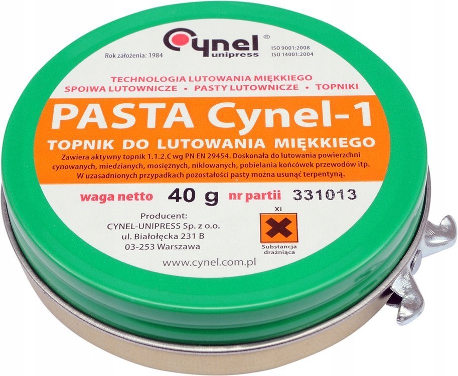 Pasta lutownicza 40g Cynel – na bazie kalafonii, topnik