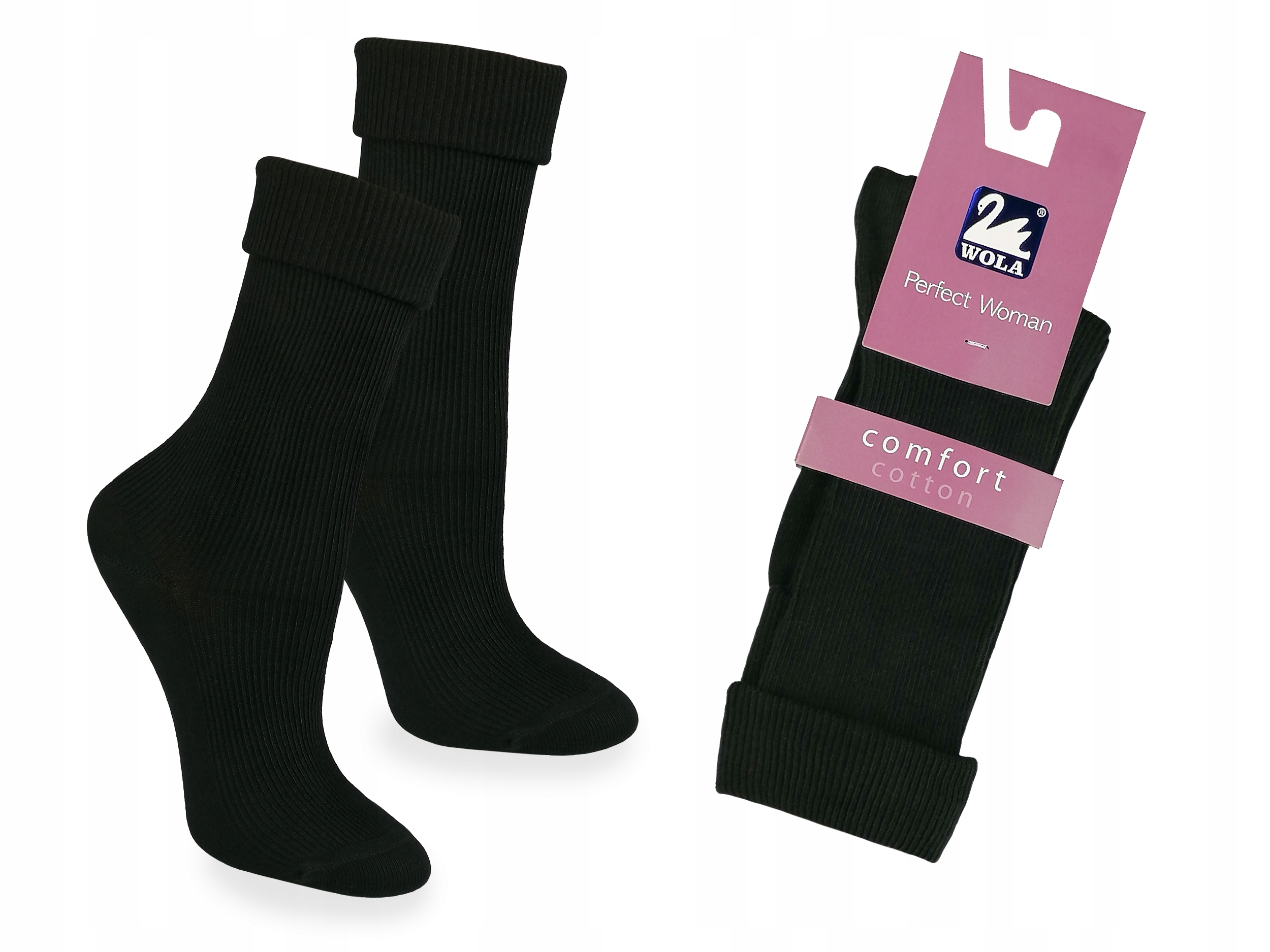 Beztlakové ponožky WOLA COMFORT Black G95, 39-41
