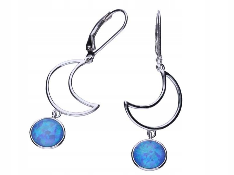 Stříbrné náušnice 925 měsíce s opálem, anglické 3,12 g, módní vzor, dárek