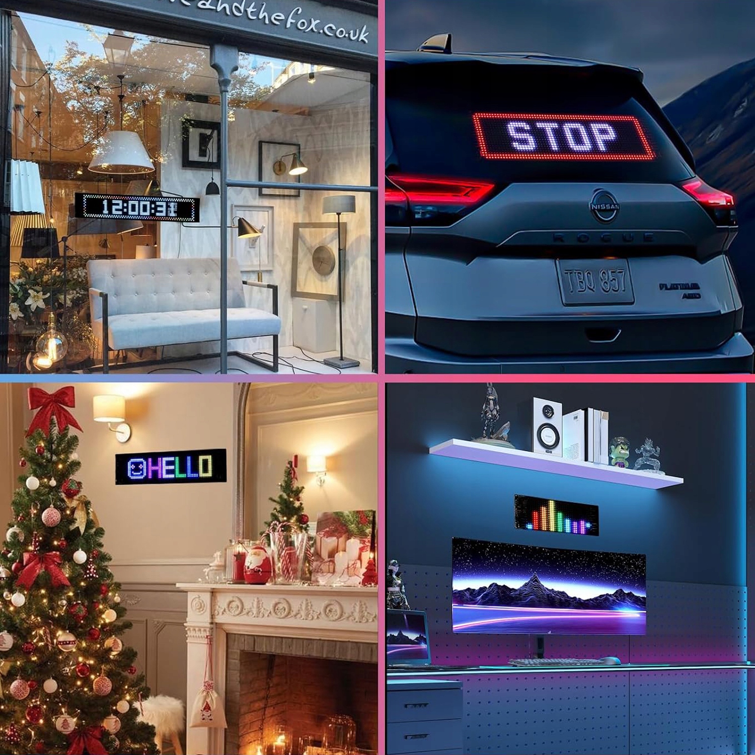 Panel Reklamowy 59x12 Zewnętrzny Wyświetlacz Matryca Tablica Programowalna Informacje o bezpieczeństwie CE