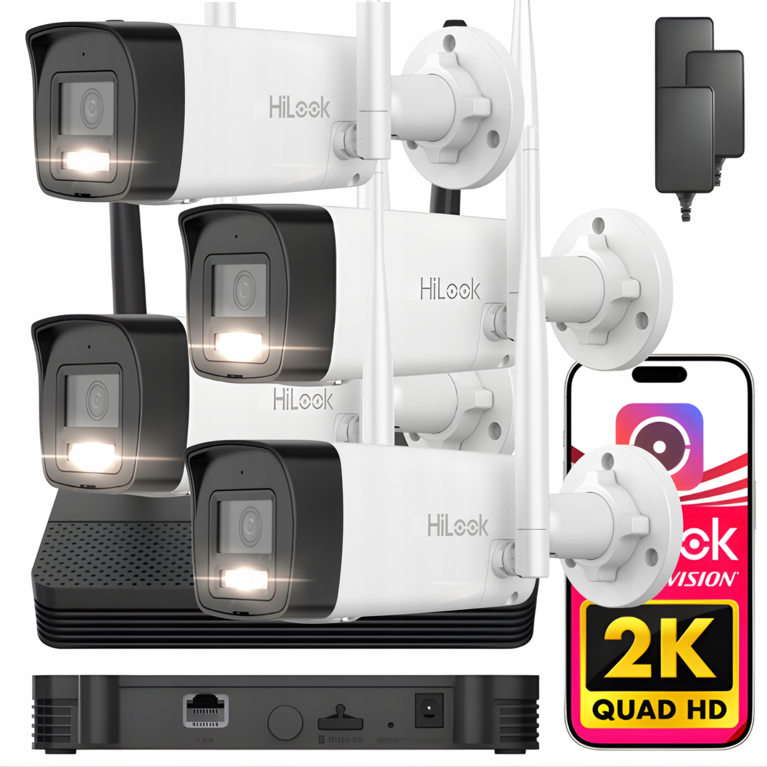 Zestaw Monitoringu 4MPx 4SZT. Wifi Hybrid Light Wifikit Detekcja Ai Hilook