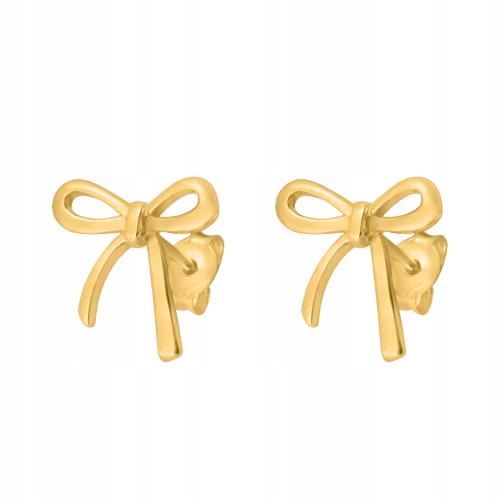 Zlaté náušnice 585 Kokardky hladké mašle na tyčinku bez zirkonu 0.8 g