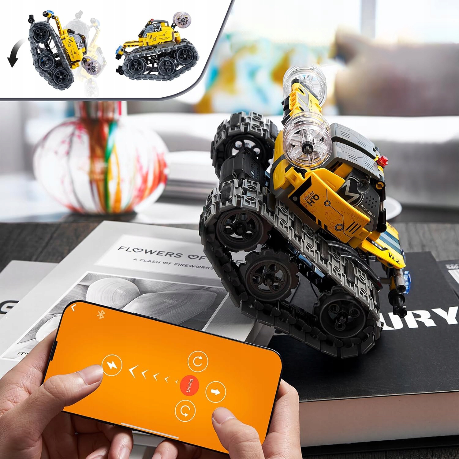 ZABAWKA PROGRAMOWALNY DLA DZIECI KLOCKI ROBOT APP I PILOT KONTROLA 672 EL Efekty dźwiękowe podświetlenie LED ruchowe świetlne wibracje