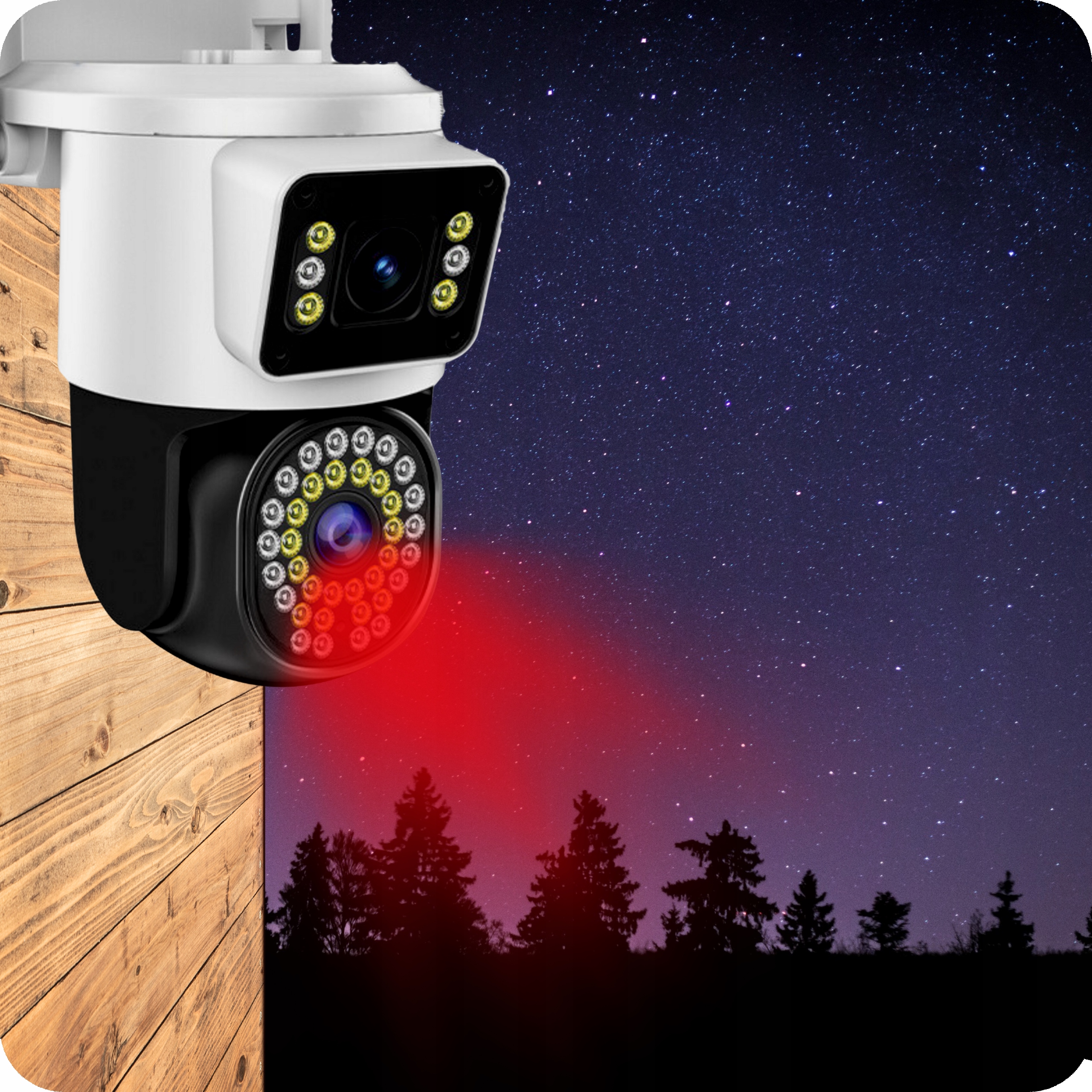 PODWÓJNA KAMERA WIFI IP SMART ZEWNĘTRZNA OBROTOWA 4K 8MPX DETEKCJA ALARM Stan opakowania oryginalne