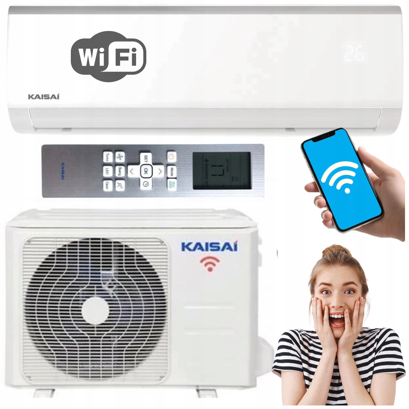 Nástěnný klimatizátor Kaisai Fly 2,6 kW Wifi Funkce Ohřevu Domu Topení