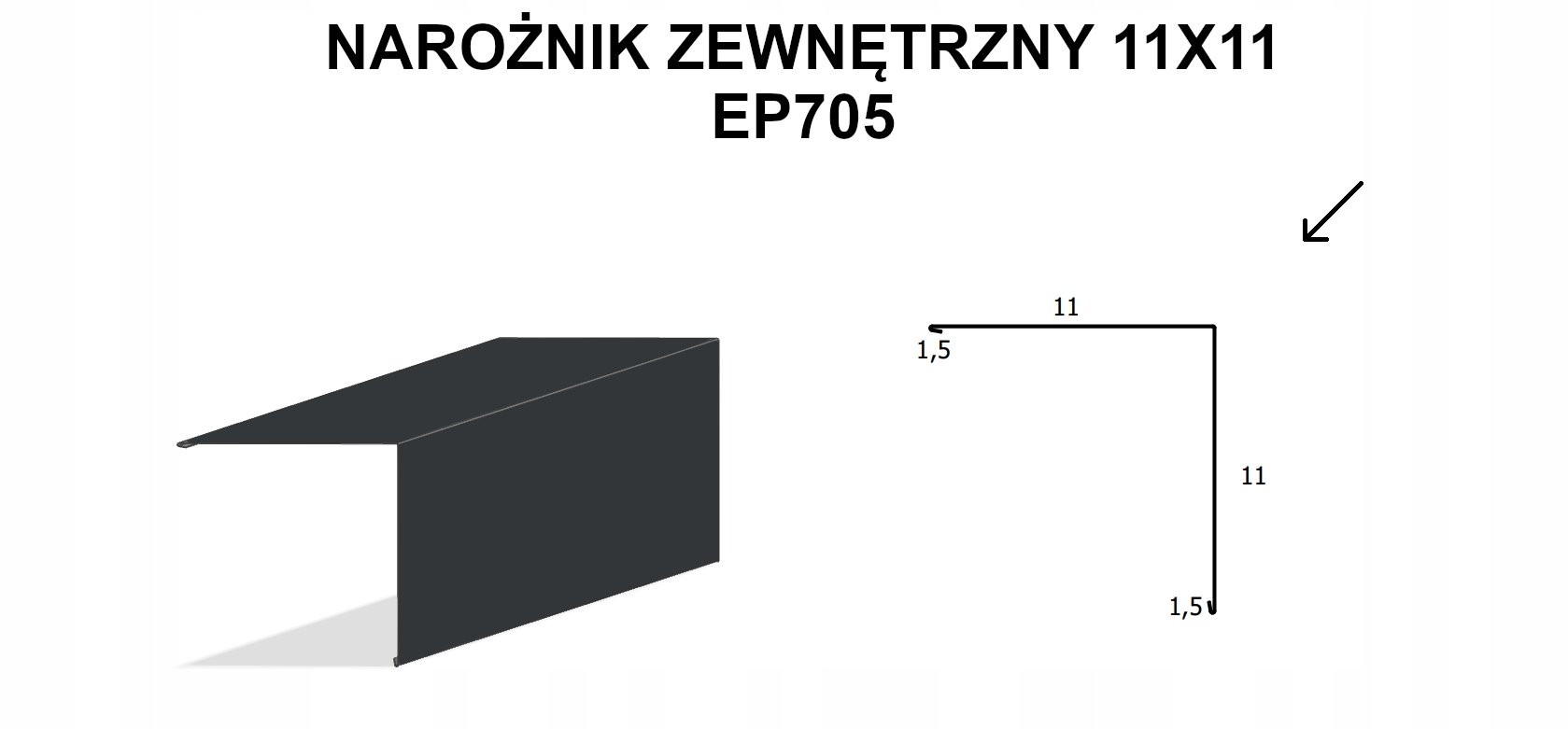 

Narożnik kątownik 11x11 EP705 antracyt 7016