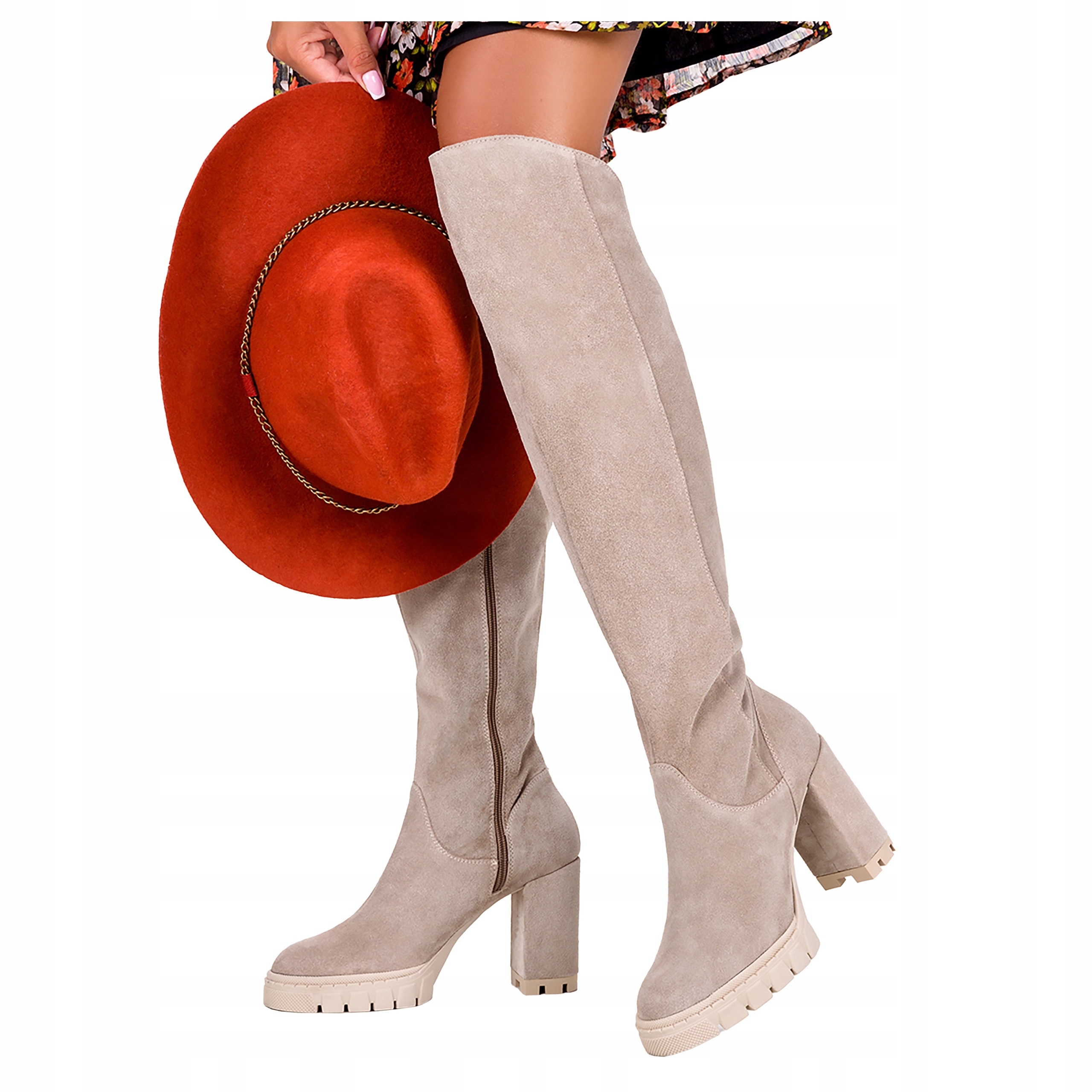 Kožené Kozačky Dámské Boty Na Podpatku Za Koleno Vysoké Módní vel. 40